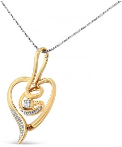 10K Gold .03 Cttw Diamond-Accented Round-Cut Diamond Swirl Open Heart 18" Pendant Necklace (I-J Color, I2-I3 Clarity) - Choic...