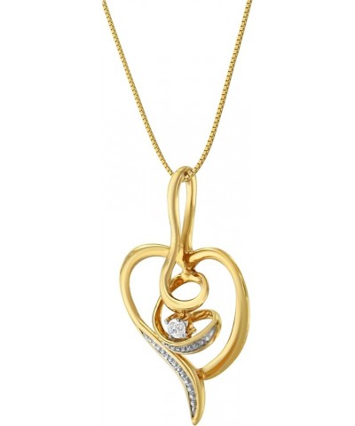 10K Gold .03 Cttw Diamond-Accented Round-Cut Diamond Swirl Open Heart 18" Pendant Necklace (I-J Color, I2-I3 Clarity) - Choic...