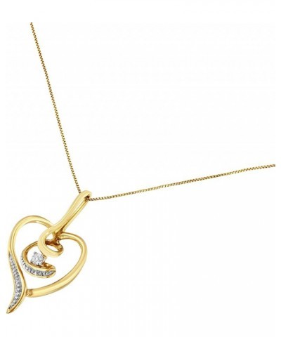 10K Gold .03 Cttw Diamond-Accented Round-Cut Diamond Swirl Open Heart 18" Pendant Necklace (I-J Color, I2-I3 Clarity) - Choic...