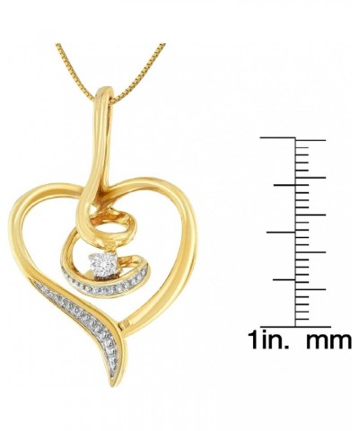 10K Gold .03 Cttw Diamond-Accented Round-Cut Diamond Swirl Open Heart 18" Pendant Necklace (I-J Color, I2-I3 Clarity) - Choic...