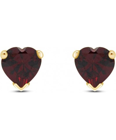 6 MM Heart Shape Simulated Birthstone Stud Earrings In 14K Yellow Gold Over Sterling Silver Simulated garnet $19.97 Earrings