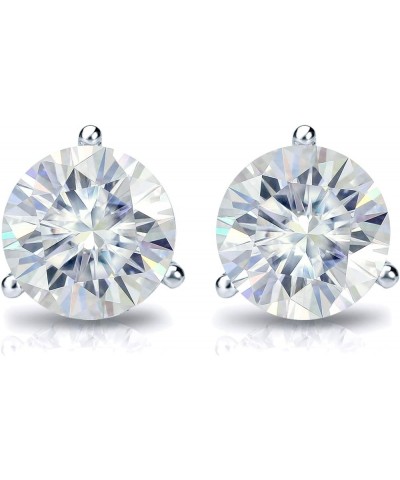 1 to 7 Carat Moissanite Round Stud Earrings for Women in 14k Gold (J-K, TGW) 3-Prong Martini Screw Back White Gold 4.0 carats...