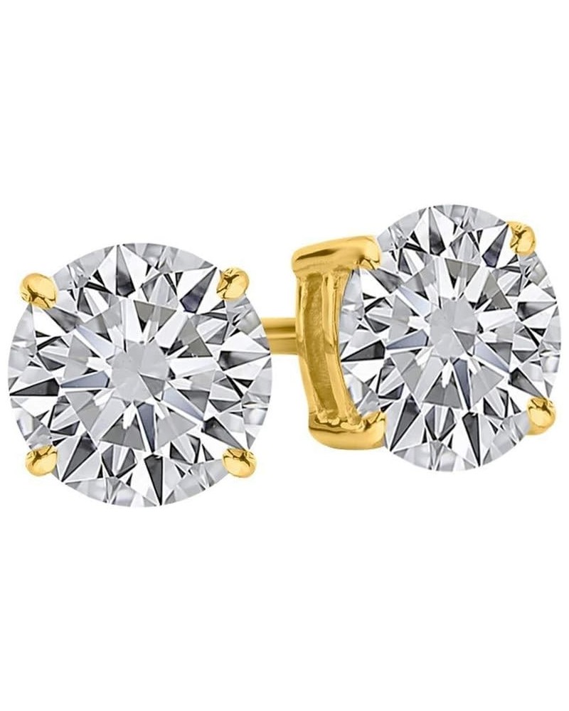 IGI Certified LAB-GROWN Round Diamond Earrings 4 Prong Push Back Luxury Collection (D-E Color, VS1-VS2 Clarity) Yellow Gold 3...