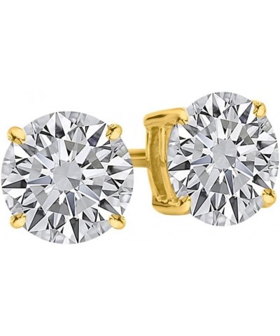 IGI Certified LAB-GROWN Round Diamond Earrings 4 Prong Push Back Luxury Collection (D-E Color, VS1-VS2 Clarity) Yellow Gold 3...