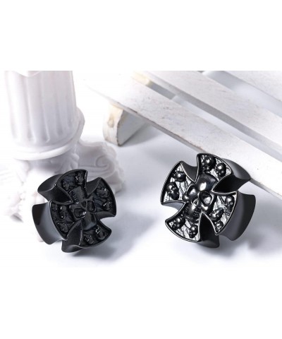 2PCS Stainless Steel 316L Punk Vintage Cross Skull Gauge For Ears Expander Stretcher Ear Tunnels Upgrade Saddle Plugs Double ...