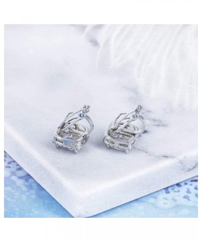 7MM Clip On Stud Earrings Square Cubic Zirconia Crystal Not Pierced Studs Earrings For Women Girls White $7.80 Earrings