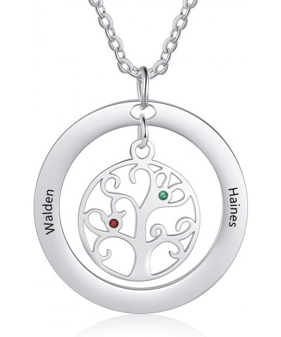 Personalized Tree of Life Mothers Necklaces for Women Family Tree Necklaces with 2-9 Simulated Birthstones 2-9 Names Pendant ...