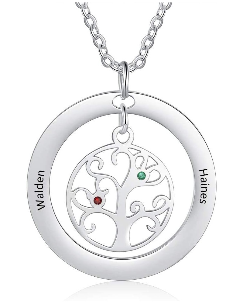 Personalized Tree of Life Mothers Necklaces for Women Family Tree Necklaces with 2-9 Simulated Birthstones 2-9 Names Pendant ...