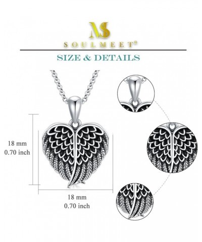 Angel Wing Heart Locket Necklace That Holds Picture Photo Locket Pendant You Are My Angel Sterling Silver/Gold A1-Angel wing ...