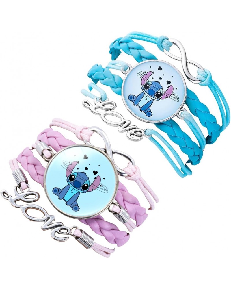 2PCS Cartoon Bracelets Cute Stuff for Women Kawaii Bracelet Kits Leather Hand Chain Charms Brithday Valentines Day Graduation...