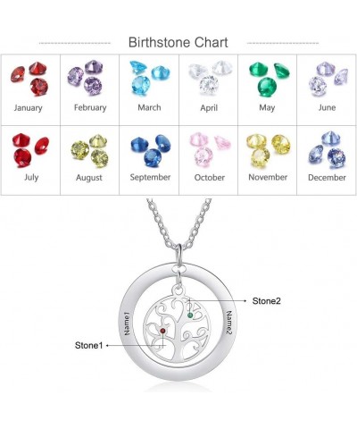 Personalized Tree of Life Mothers Necklaces for Women Family Tree Necklaces with 2-9 Simulated Birthstones 2-9 Names Pendant ...