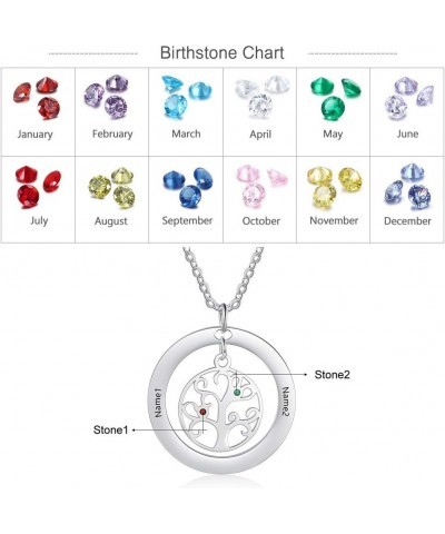 Personalized Tree of Life Mothers Necklaces for Women Family Tree Necklaces with 2-9 Simulated Birthstones 2-9 Names Pendant ...