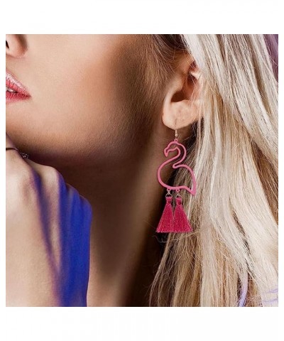 Flamingo Earrings Boho Tropical Bird Earrings Flamingo Bird Pendant Earring for Women Girls -A A $5.82 Earrings