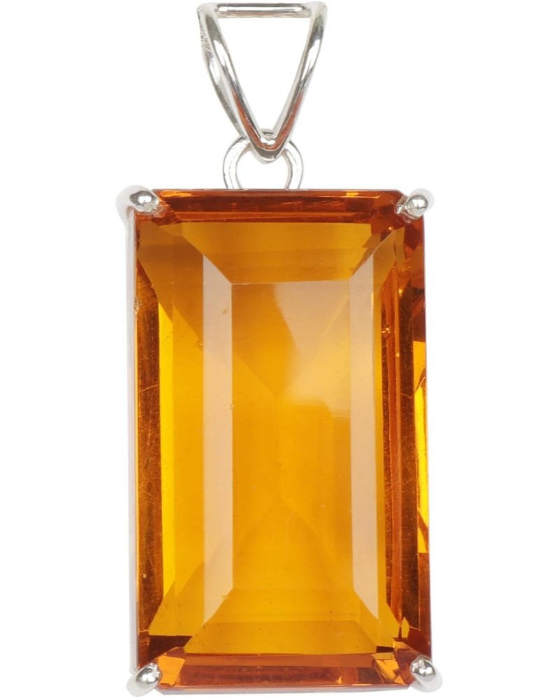 127.5 Ct. Yellow Citrine Pendant Without Chain, Emerald Cut Sterling Silver Pendant Without Chain Jewelry Fashion Idea $20.68...