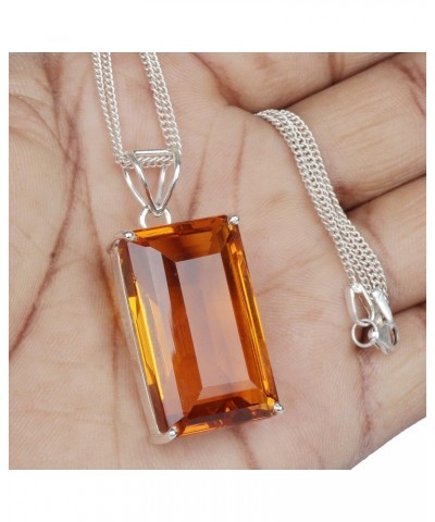 127.5 Ct. Yellow Citrine Pendant Without Chain, Emerald Cut Sterling Silver Pendant Without Chain Jewelry Fashion Idea $20.68...