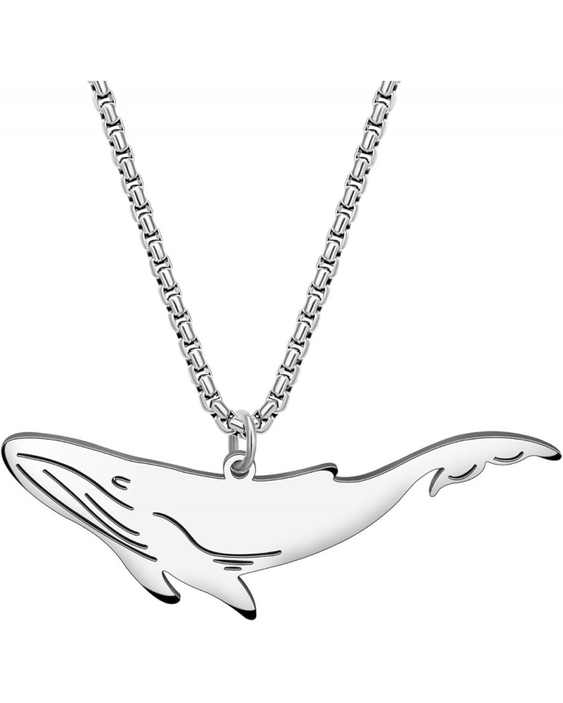 Stainless Steel Ocean Animal Whale Necklace Pendant for Women Girls 18K Gold Silver Plated Cute Whale Necklaces Minimalist Je...