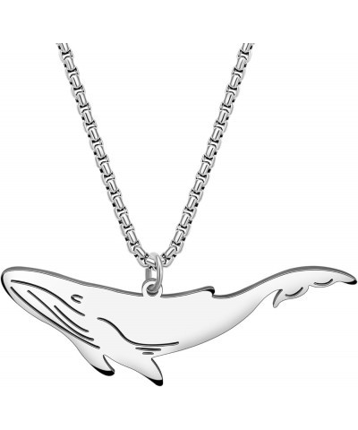 Stainless Steel Ocean Animal Whale Necklace Pendant for Women Girls 18K Gold Silver Plated Cute Whale Necklaces Minimalist Je...