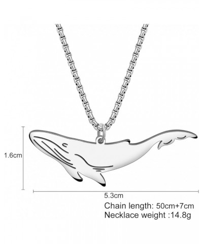 Stainless Steel Ocean Animal Whale Necklace Pendant for Women Girls 18K Gold Silver Plated Cute Whale Necklaces Minimalist Je...