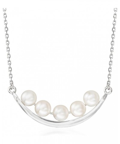 5.5-6mm Cultured Pearl Curved Bar Necklace in Sterling Silver 18.0 Inches $31.36 Necklaces