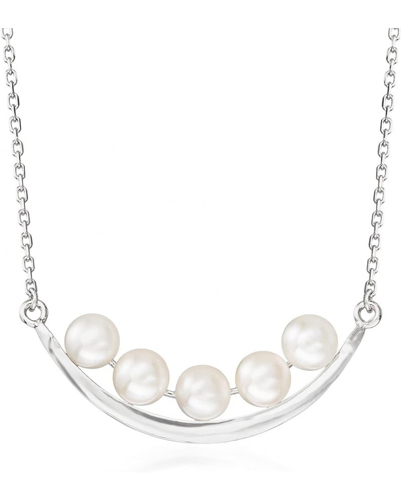 5.5-6mm Cultured Pearl Curved Bar Necklace in Sterling Silver 18.0 Inches $31.36 Necklaces