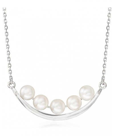 5.5-6mm Cultured Pearl Curved Bar Necklace in Sterling Silver 18.0 Inches $31.36 Necklaces