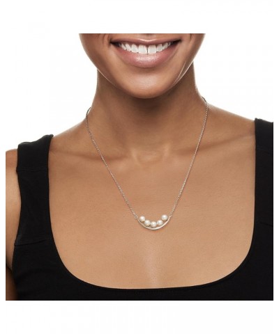 5.5-6mm Cultured Pearl Curved Bar Necklace in Sterling Silver 18.0 Inches $31.36 Necklaces