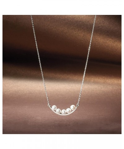 5.5-6mm Cultured Pearl Curved Bar Necklace in Sterling Silver 18.0 Inches $31.36 Necklaces