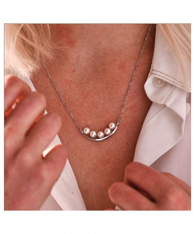 5.5-6mm Cultured Pearl Curved Bar Necklace in Sterling Silver 18.0 Inches $31.36 Necklaces