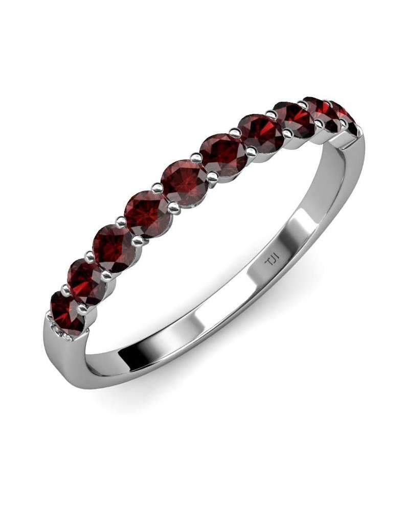 Red Garnet 1 1/6 ctw 10 Stone Women Wedding Anniversary Stackable Band 14K Gold White Gold $214.23 Bracelets