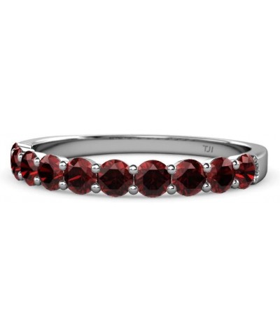 Red Garnet 1 1/6 ctw 10 Stone Women Wedding Anniversary Stackable Band 14K Gold White Gold $214.23 Bracelets