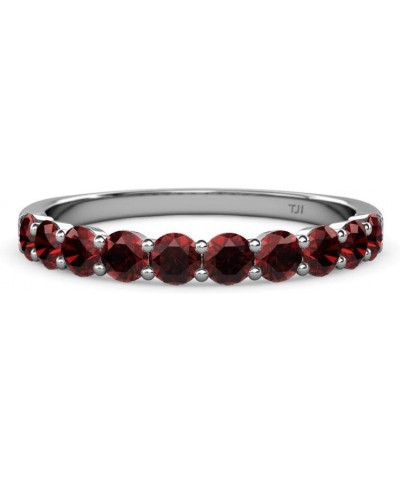 Red Garnet 1 1/6 ctw 10 Stone Women Wedding Anniversary Stackable Band 14K Gold White Gold $214.23 Bracelets