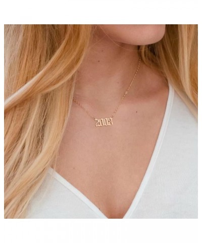 Birth Year Necklace for Women, 18K Gold Plated Old English Birth Year Number Pendant Necklace Jewelry Gifts for Women Birthda...