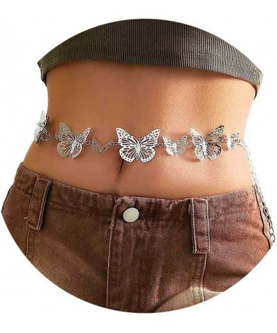 Sexy Butterfly Body Chain Silver Metal Waist Chains Butterfly Pendant Belly Chains Rave Party Body Jewelry for Women and Girl...