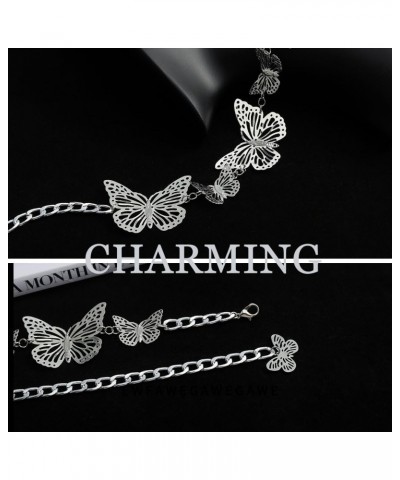 Sexy Butterfly Body Chain Silver Metal Waist Chains Butterfly Pendant Belly Chains Rave Party Body Jewelry for Women and Girl...