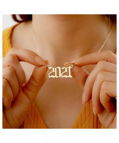 Birth Year Necklace for Women, 18K Gold Plated Old English Birth Year Number Pendant Necklace Jewelry Gifts for Women Birthda...