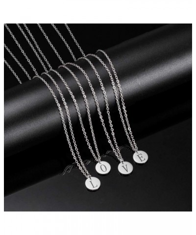 Silver Initial Coin Necklace for Women Dainty Layered Personalized Letter Necklace Name Jewelry Girlfriend Gifts T $10.39 Nec...