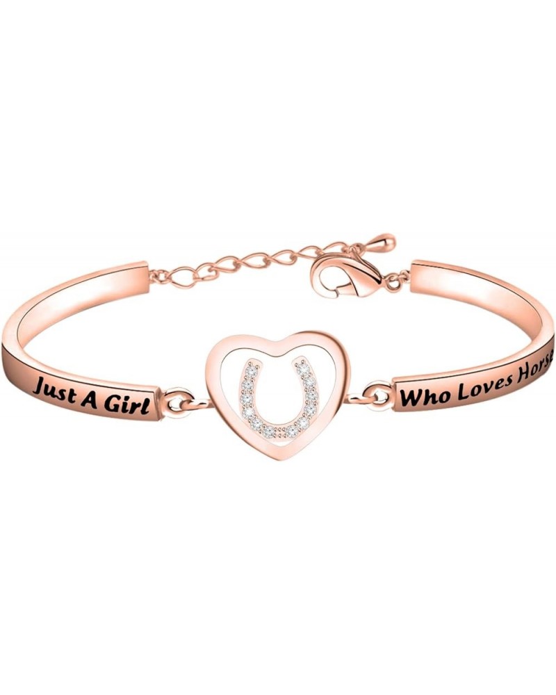 Girls Horse Jewelry Just A Girl Who Loves Horses Horseshoe Charm Bracelet Horse Women Riding Gift for Cowgirl Equestrian Hors...