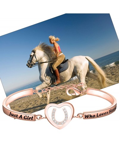 Girls Horse Jewelry Just A Girl Who Loves Horses Horseshoe Charm Bracelet Horse Women Riding Gift for Cowgirl Equestrian Hors...