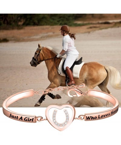 Girls Horse Jewelry Just A Girl Who Loves Horses Horseshoe Charm Bracelet Horse Women Riding Gift for Cowgirl Equestrian Hors...