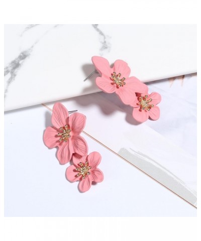 Elegant Flower Earrings for Women Girls Gold/Silver/White/Pink/Blue/Black/Green/Yellow/Orange/Red Flower Stud Earrings Double...