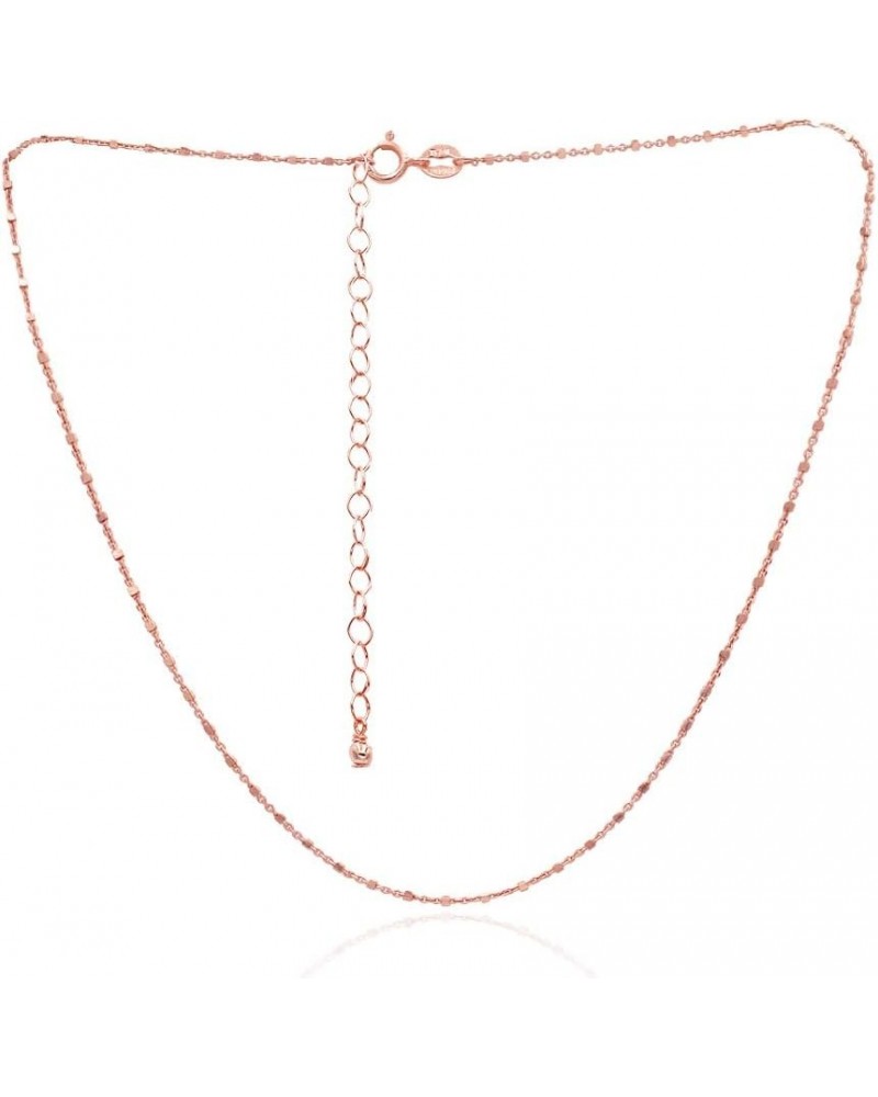 Sterling Silver 1mm Diamond-Cut Alternate Bead Rolo Chain Necklace For Women, Size 14" - 36" Italy Rose Gold 14.0 Inches $10....