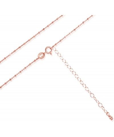 Sterling Silver 1mm Diamond-Cut Alternate Bead Rolo Chain Necklace For Women, Size 14" - 36" Italy Rose Gold 14.0 Inches $10....