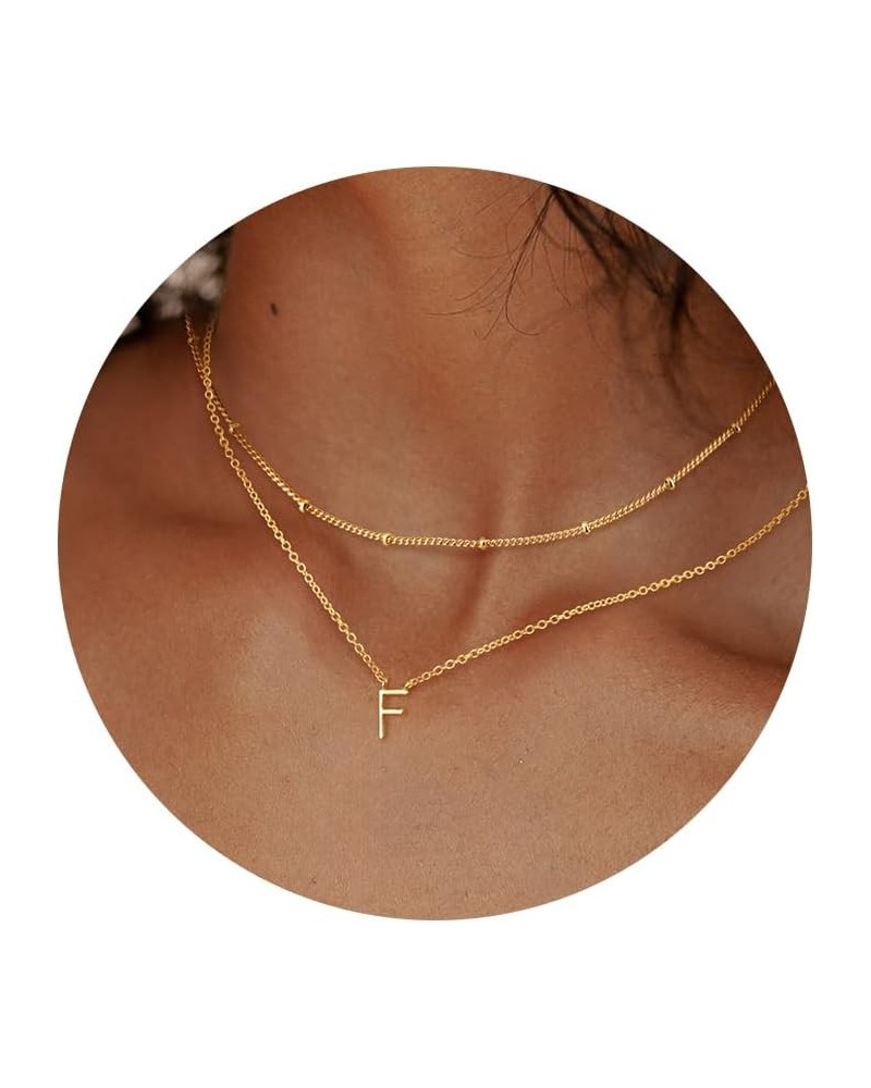 Trendy A-Z Letter Choker Pendant - Dainty 14K Gold Plated Layered Satellite Initial Necklace Set for Women Cute Jewelry Gift ...