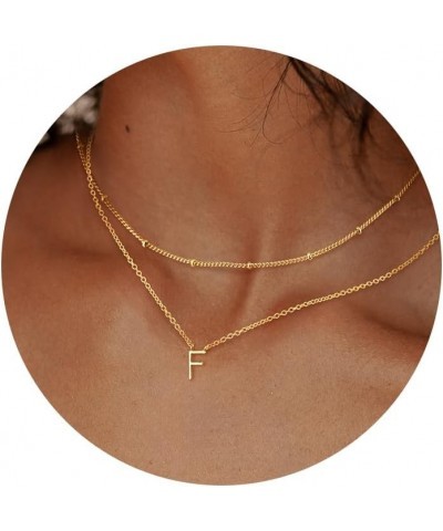 Trendy A-Z Letter Choker Pendant - Dainty 14K Gold Plated Layered Satellite Initial Necklace Set for Women Cute Jewelry Gift ...