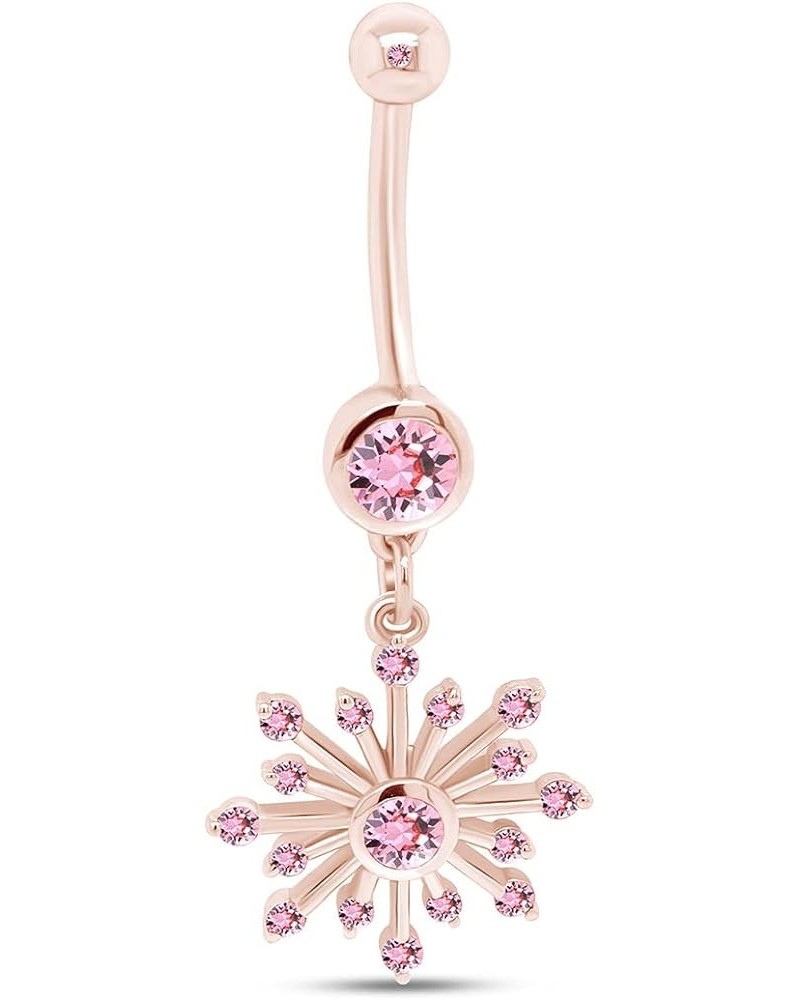 Snowflake Belly Button Navel Ring in 14K Gold Over Sterling Silver Rose Gold Over : Simulated Tourmaline $24.90 Rings