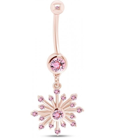 Snowflake Belly Button Navel Ring in 14K Gold Over Sterling Silver Rose Gold Over : Simulated Tourmaline $24.90 Rings