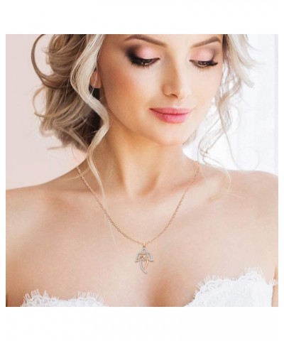 Diamond Angel with Heart Pendant Necklace in Gold or Silver (1/5 cttw, J-K, SI2-I1) Rose Gold 14k $211.15 Necklaces