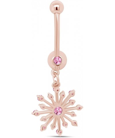 Snowflake Belly Button Navel Ring in 14K Gold Over Sterling Silver Rose Gold Over : Simulated Tourmaline $24.90 Rings