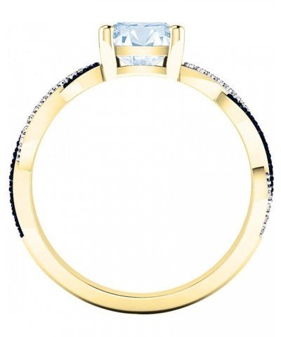 10K 6 MM Cushion & Round Gemstone & Diamond Ladies Swirl Engagement Ring, Yellow Gold Aquamarine $118.89 Rings