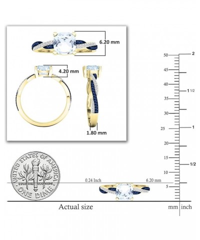 10K 6 MM Cushion & Round Gemstone & Diamond Ladies Swirl Engagement Ring, Yellow Gold Aquamarine $118.89 Rings